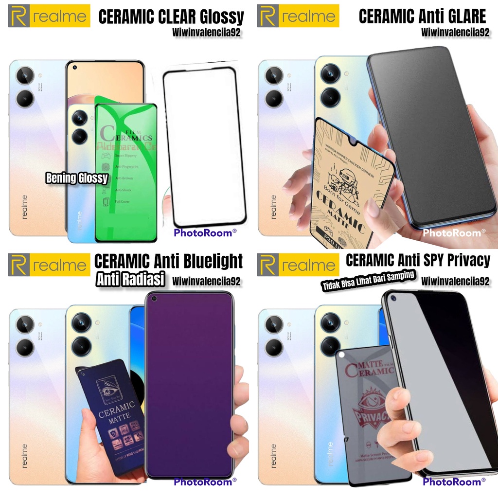 Tempered Anti PECAH REALME 11 10 10Pro 11 Pro+ KERAMIK TPU Clear-Bening/Glossy/Bluelight Glosy/Blue Light Matte/A Glare-A-Minyak-OIL Mate Doff/Anti SPY Privacy-Tidak Bisa lihat Dari samping-Black-Hitam-Gelap/kaca Full Cover CUSTOM CERAMIC- NFC 5G Plus 4G