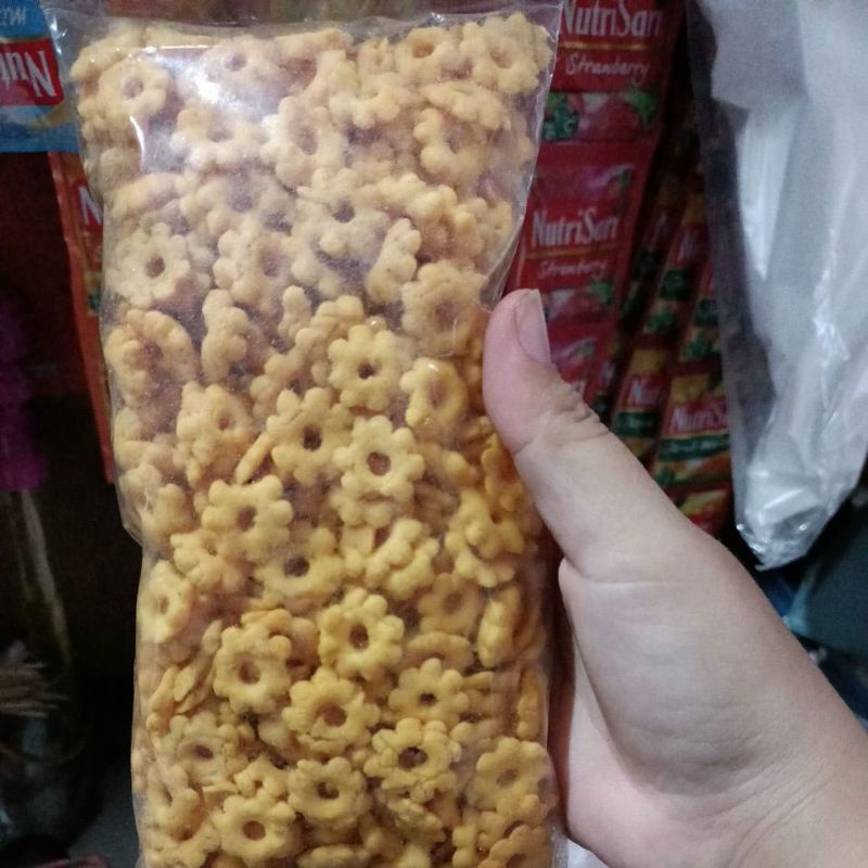 

Snack cemilan gurih pilus bentuk bunga zeko tidak keras + buble warp