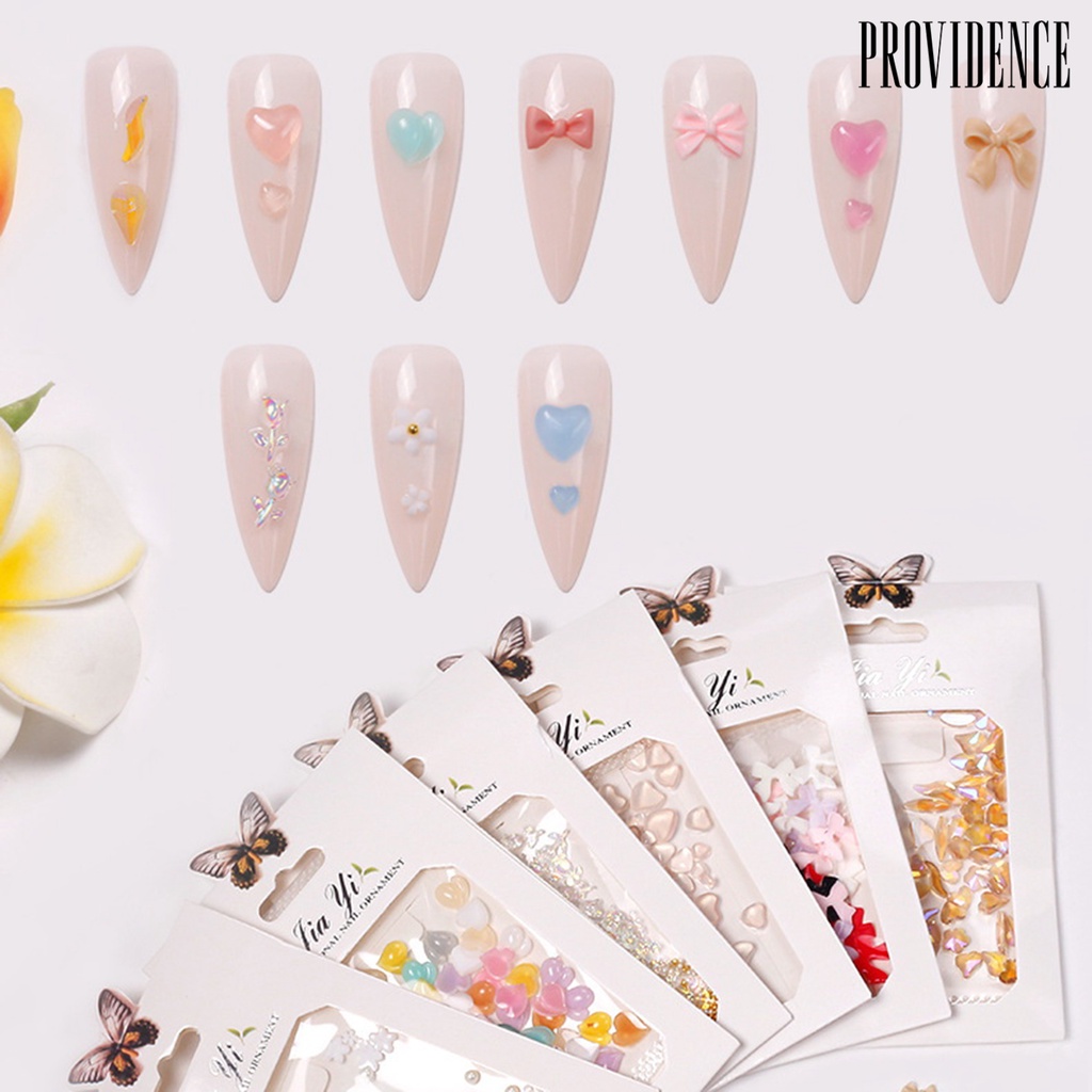 Providence 50Pcs/tas Pesona Nail Art Removable Non-drop Tidak Luntur Anti Gores Mudah Menempel Efek 3D Manikur Ornamen Salon Kuku Supply