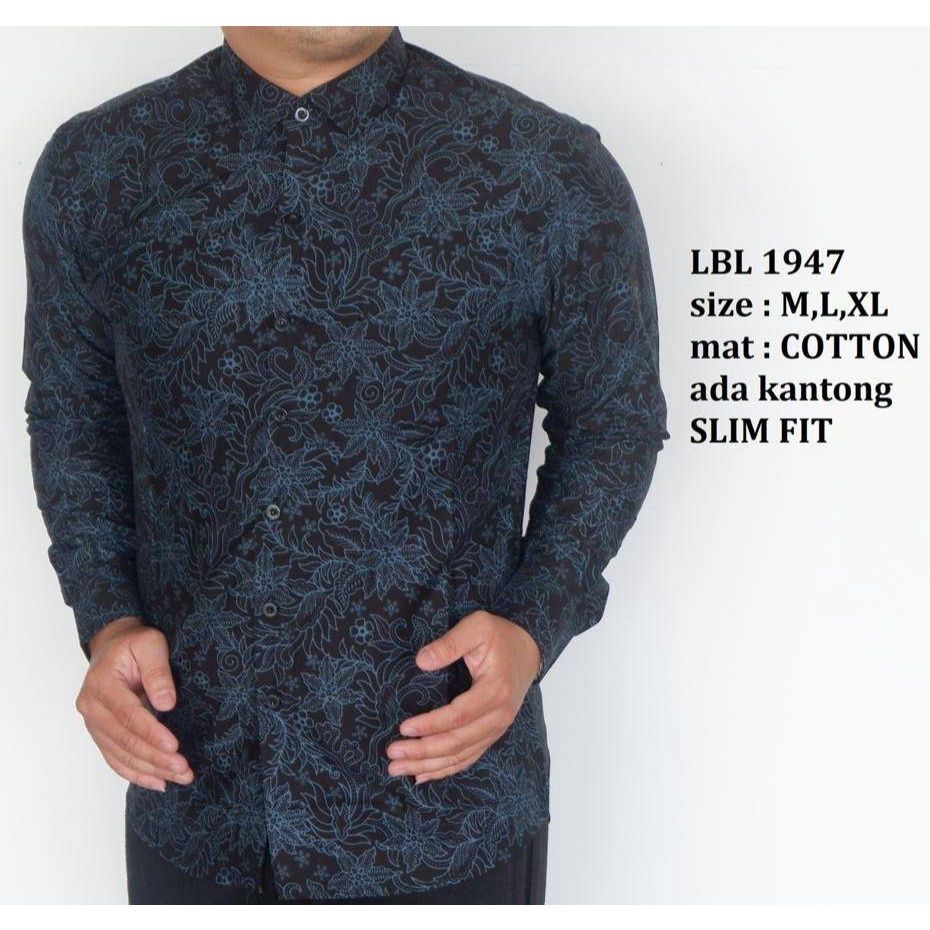 Baju Batik Pria Slimfit Kemeja Lengan Panjang Hem Slim Fit LBL 1947