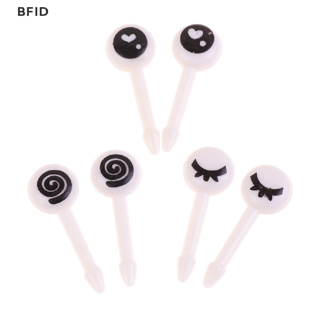 [BFID] 10pcs/set Mini Lucu Kartun Mata Kawaii Lunch Bento Box Makanan Buah Picks Garpu [ID]