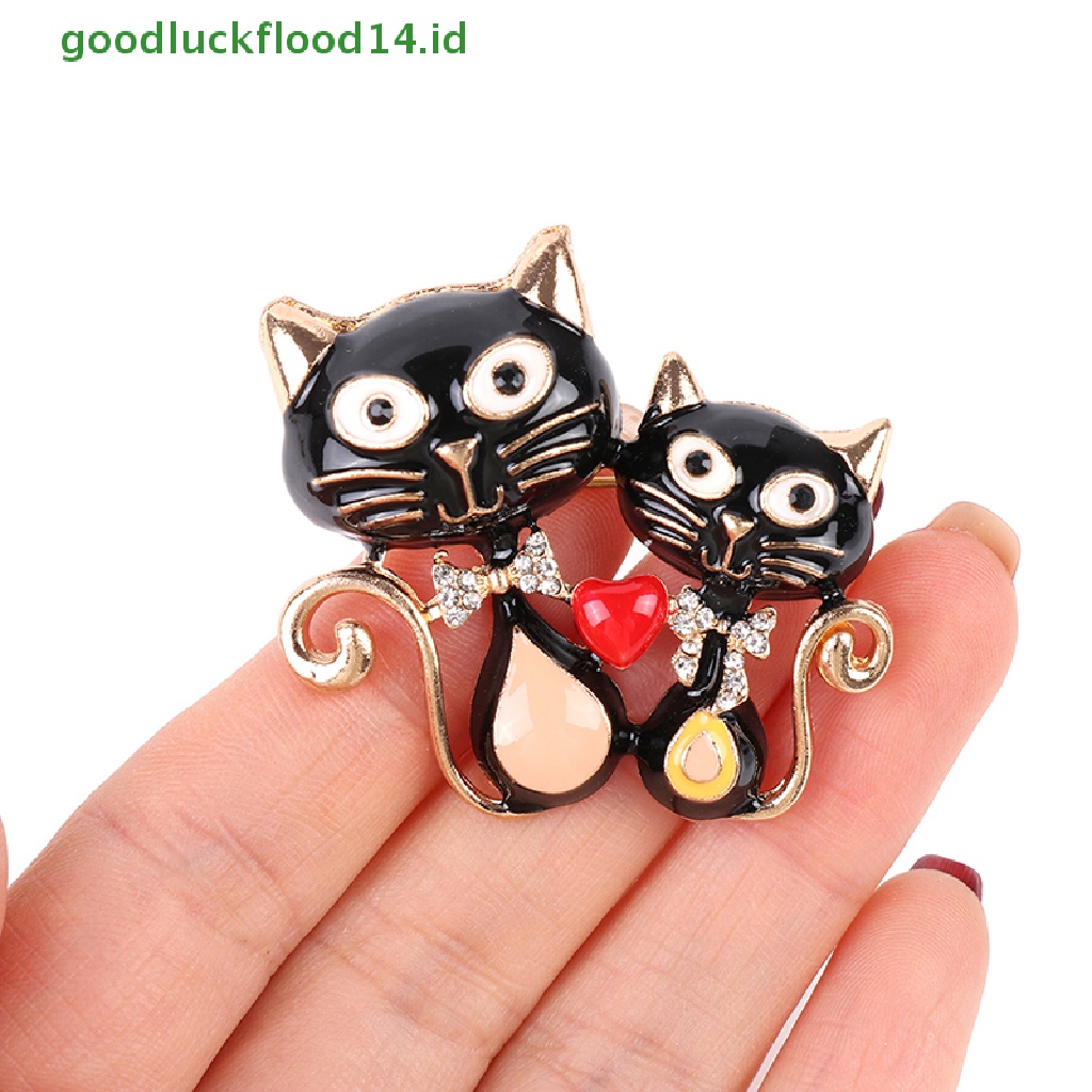 [GOOGFOUR] Bros Kucing Enamel Lucu Cat Unisex Wanita Pria Brooch Pin Perhiasan Desain Hewan [TOP]