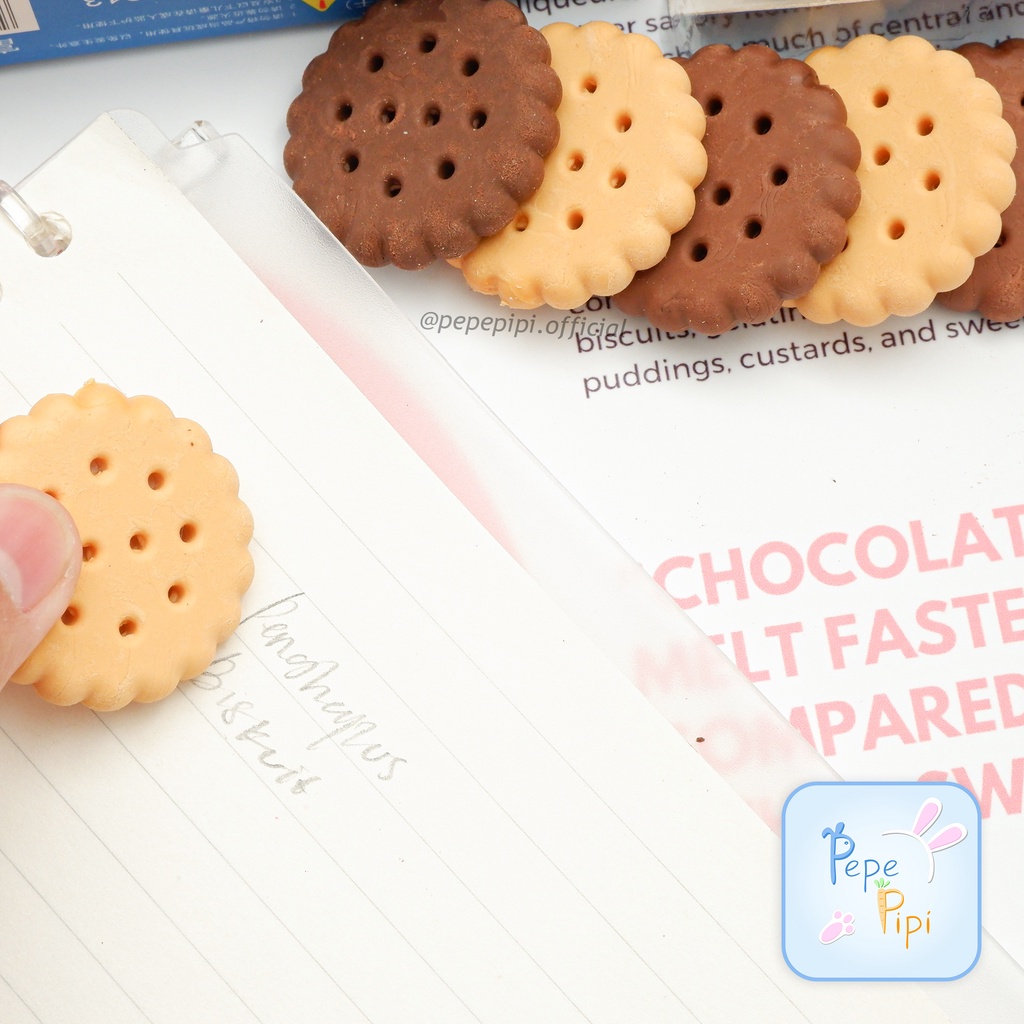 Penghapus Box Cookies No.1313 Eraser Setip Stip Hapusan Pensil Permen Kue Coklat 1 Set