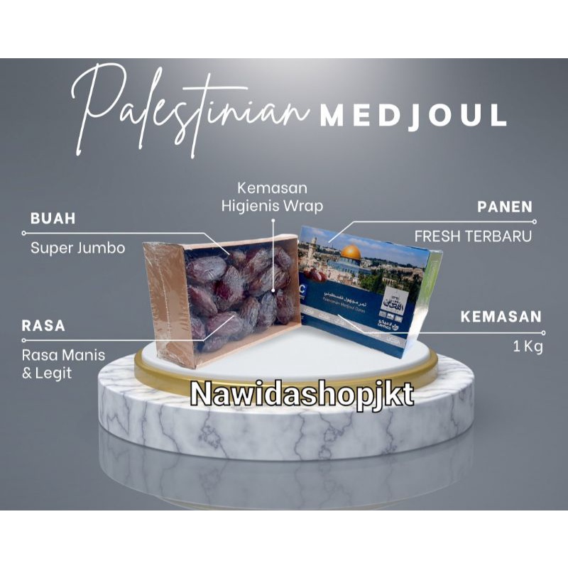 Kurma Medjool Palestina 1 Kg Al Rowad Al Quds Premium Classic Super Jumbo