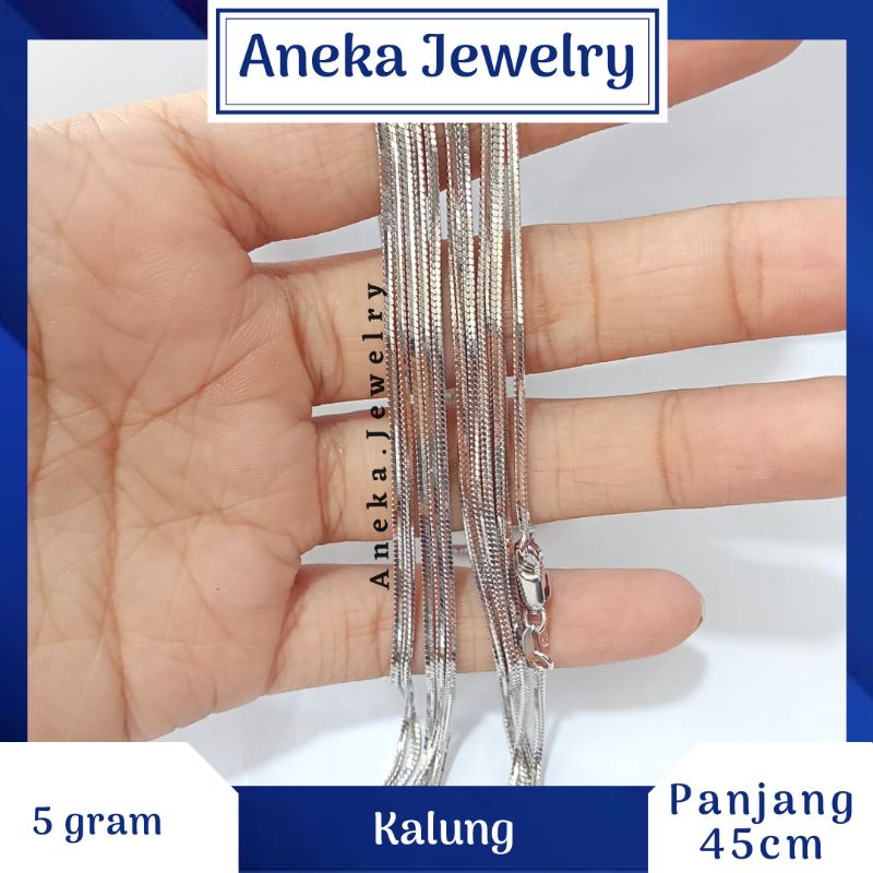 Kalung Flexy 5gr, Sepuh Emas Putih, Perak 925