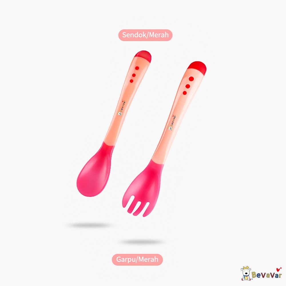BEVAVAR Sendok Makan Bayi Sendok Garpu Bayi Sensor Panas