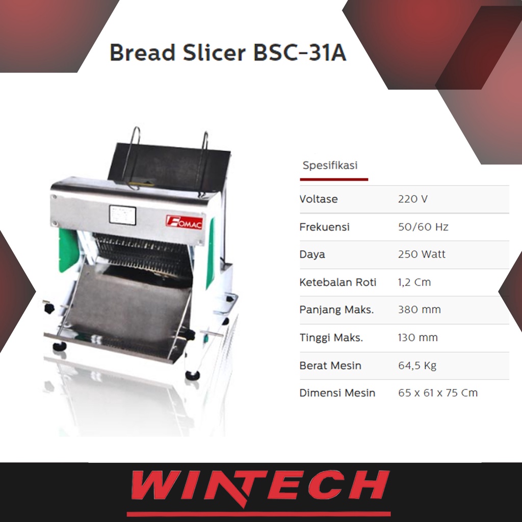 FOMAC BSC-31A  ( Mesin Pemotong Roti Tawar - mesin Pengiris Roti )