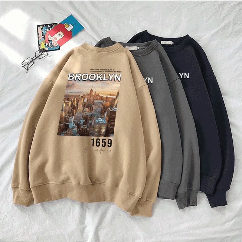 Parisdivarious Sweater Hoodie Sweatshirt Crewneck Brooklyn Gedung Bahan Fleece Size S - XXL (Pria &amp; Wanita)