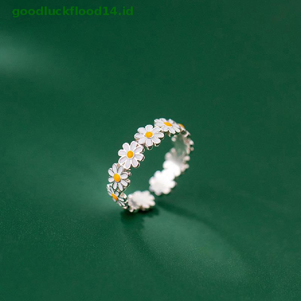 [GOOGFOUR] Vintage Daisy Flower Rings Untuk Wanita Lucu Bunga Cincin Adjustable Terbuka Jari Cincin Pernikahan Pertunangan Cincin Tren Perhiasan Perempuan [TOP]