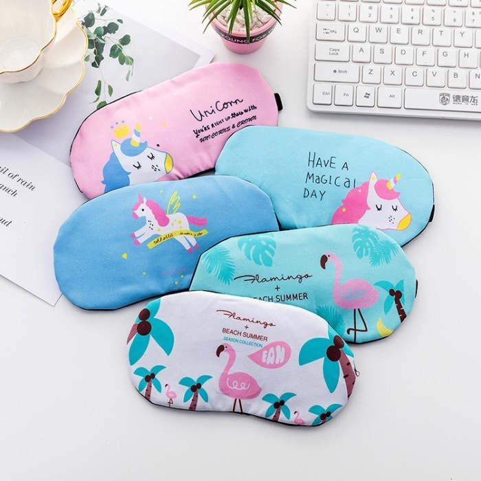 [Minimo] Penutup Mata Tidur Anak Lucu Motif Kartun Unicorn Gel Biru Masker Mata [Ada]