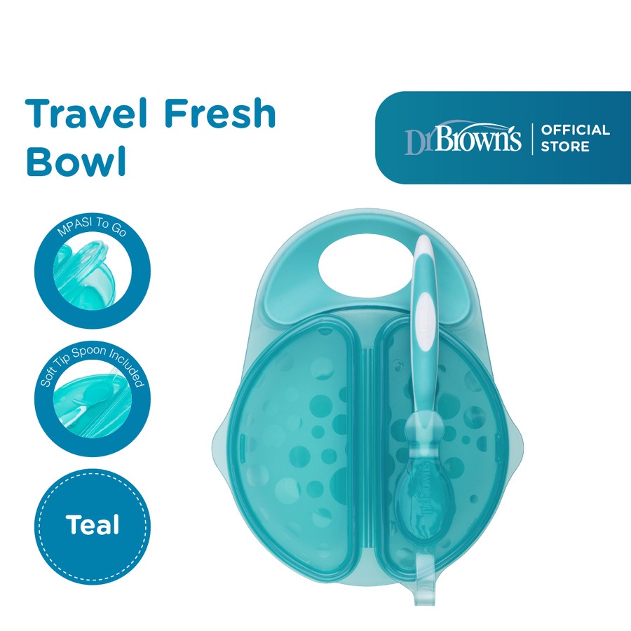 Dr. Brown's Travel Fresh Bowl and Snap in Spoon - Kotak Makan Anak