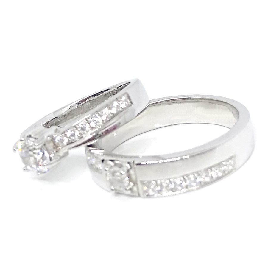 Cincin Nikah Couple Palladium dan Emas Putih Asli Gratis Ukir Nama A239