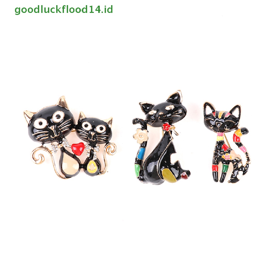 [GOOGFOUR] Bros Kucing Enamel Lucu Cat Unisex Wanita Pria Brooch Pin Perhiasan Desain Hewan [TOP]