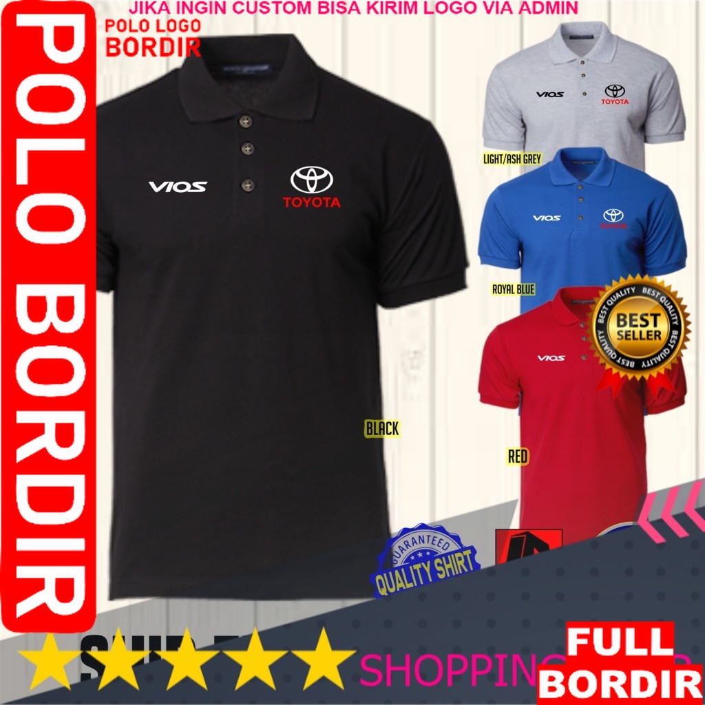 POLO BORDIR Vios Toyota Black White  TRD Racing Development Blue Red  / MLY POLO LOGO BORDIR MDF