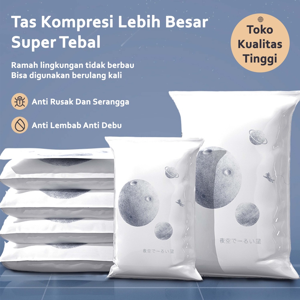 Vakum Kantong Pakaian Plastik Vacum Baju Laundry Travel Bag Kompresi Seprei Selimut Pakaian Plastic Vacuum Vacuum Bag Storage Bag Plastik Kompres tas penyimpanan pakaian