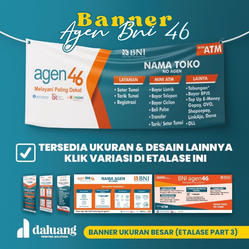 SPANDUK BANNER AGEN46 AGEN BNI 46 CUSTOM BISA COD