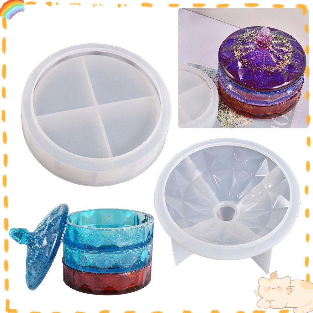 Solighter Kotak Penyimpanan Cetakan Silikon Ornamen DIY Kerajinan Epoxy Resin Storage Jar Casting Mould