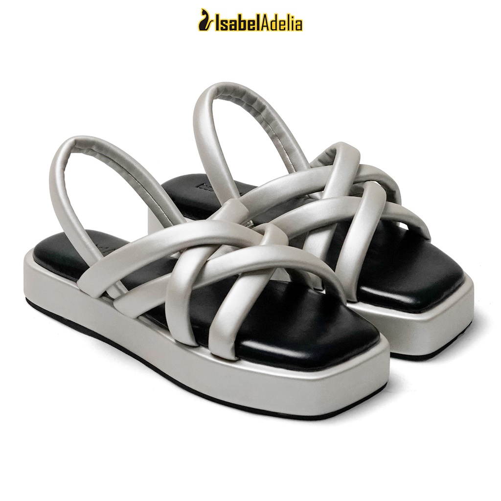 Isabel Adelia Sendal Platform MAXIMOFF Sandal Wanita Kekinian Mocha Hitam Putih Coklat Cream