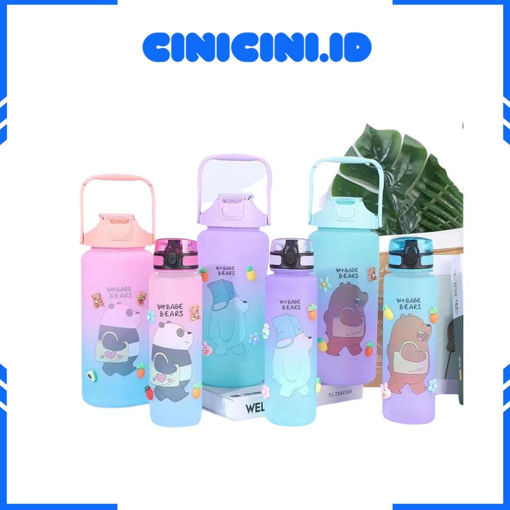 [ Cinicini ] Botol Minum 2 Liter Botol Pelangi Beruang Bare Bears [ 1 set ]