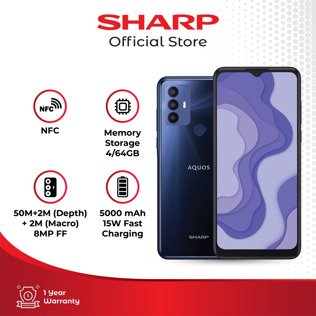 Sharp Smartphone V6+ SH-C04 Blue SHARP INDONESIA OFFICIAL SHOP