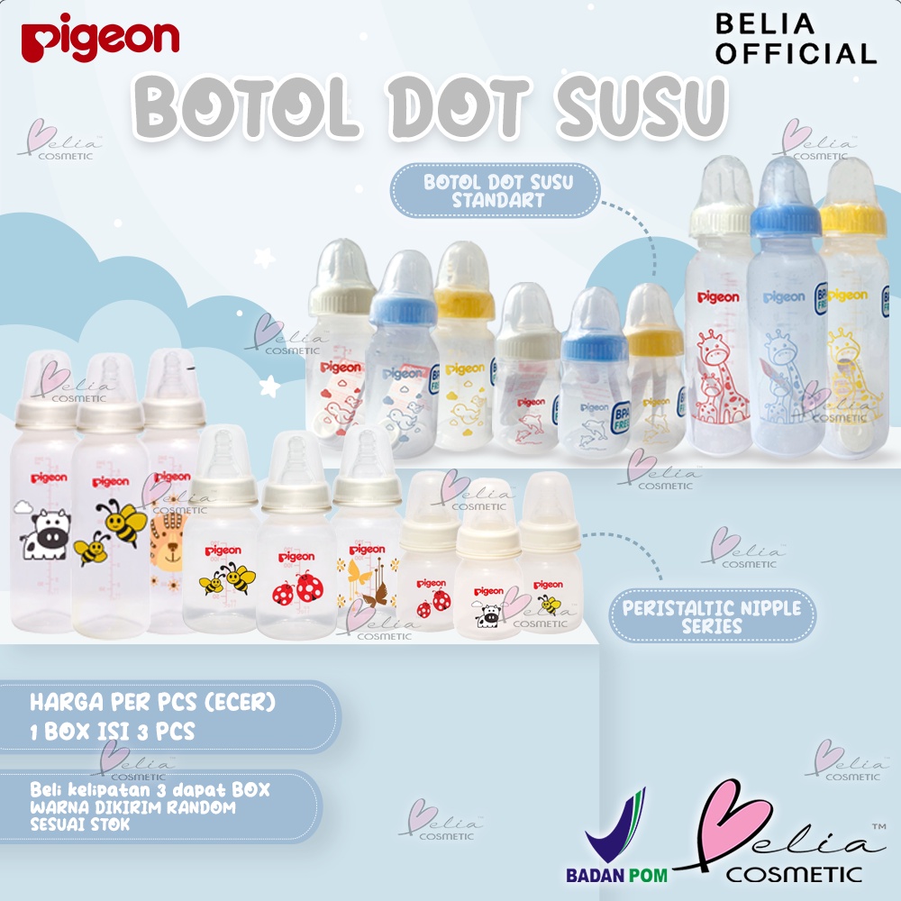 ❤ BELIA ❤ PIGEON BOTOL DOT SUSU SERIES | Peristaltic Nipple  PP RP Slim Type Standard | Botol Susu Bayi | Dot | Baby | 50ml | 120ml | 240ml ✔️BPOM