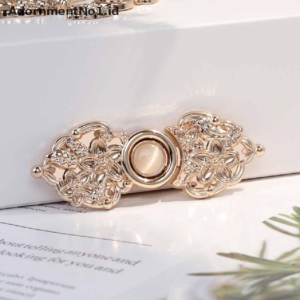 [AdornmentNo1] 2pasang Kancing Simpul Cina Cheongsam Vintage Metal Opal Button Garment Dekorasi [ID]