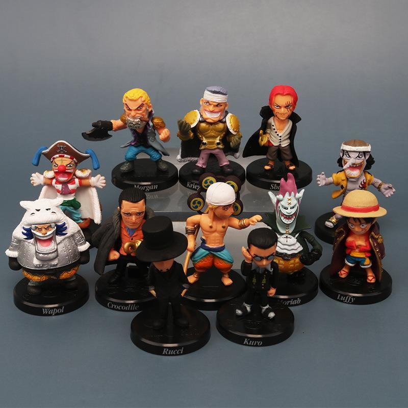 12 Pcs 5 cm One Piece Sabo Shanks Lucci Crocodile Moria Buggy Enel PVC Angka Mainan Model Kolekte