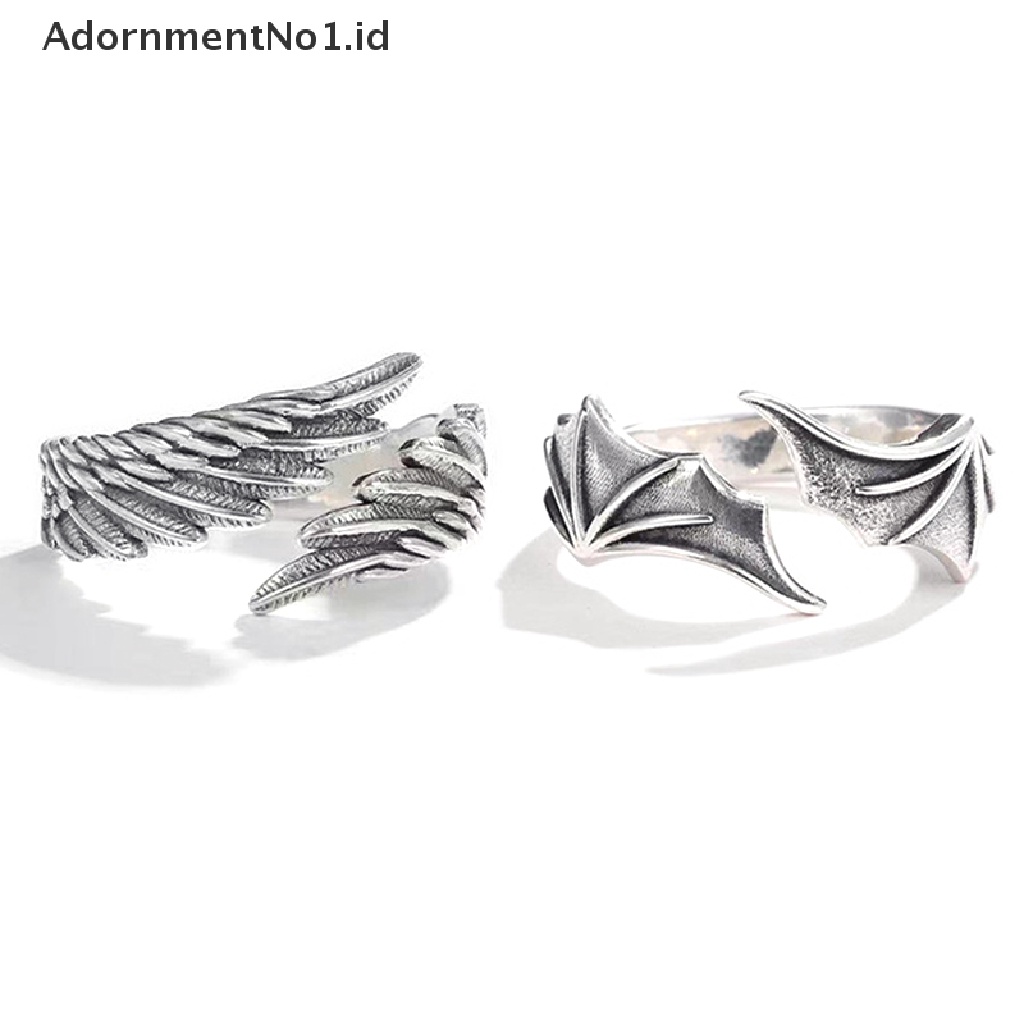 [AdornmentNo1] Cincin Pasangan Sayap Setan Malaikat Untuk Wanita Hip Hop Rings Open Ring Thumb Jewelry [ID]