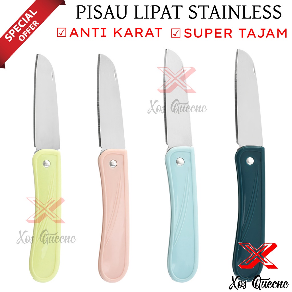 [XOQ] PISAU LIPAT STAINLESS / PISAU PENGUPAS DAN PEMOTONG SAYUR DAN BUAHAN / PISAU DAPUR / PISAU MINI PORTABLE / KITCHEN KNIFE