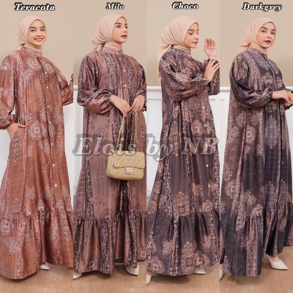 NEW ELOIS DRESS PREMIUM DRESS SILK KANCING TERBARU TERVIRAL GAMIS RAYA MUSLIMAH KEKINIAN