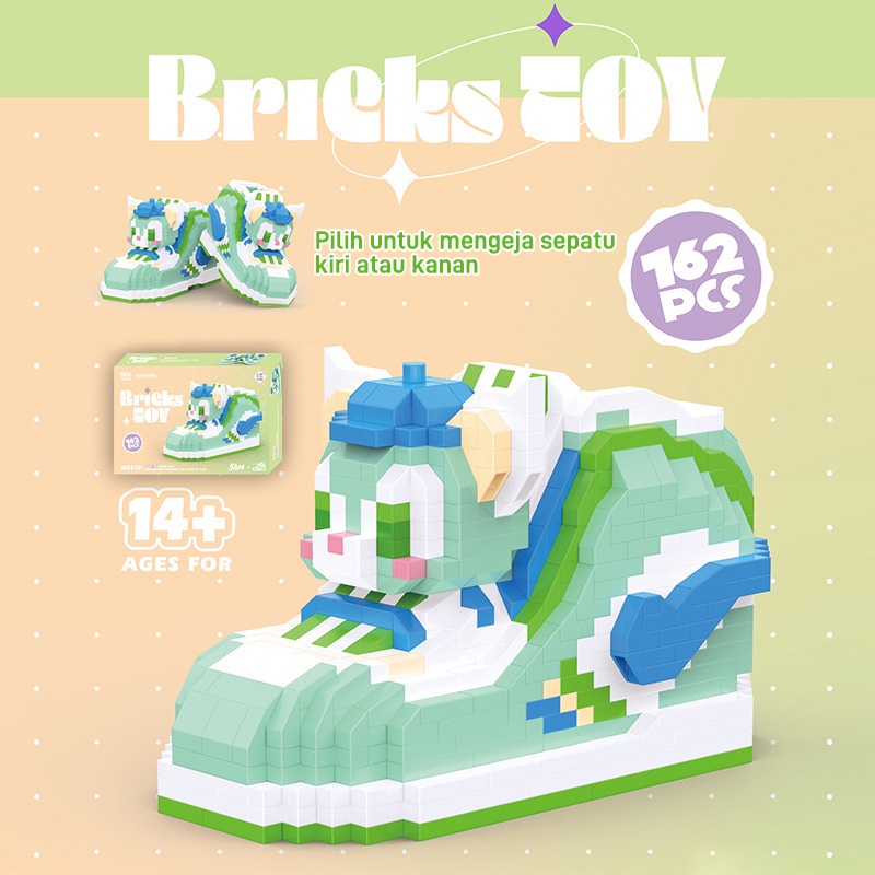 Mainan Balok Susun Model Sepatu Mainan Anak Mainan Edukasi DIY 3DPuzzle Nano Block