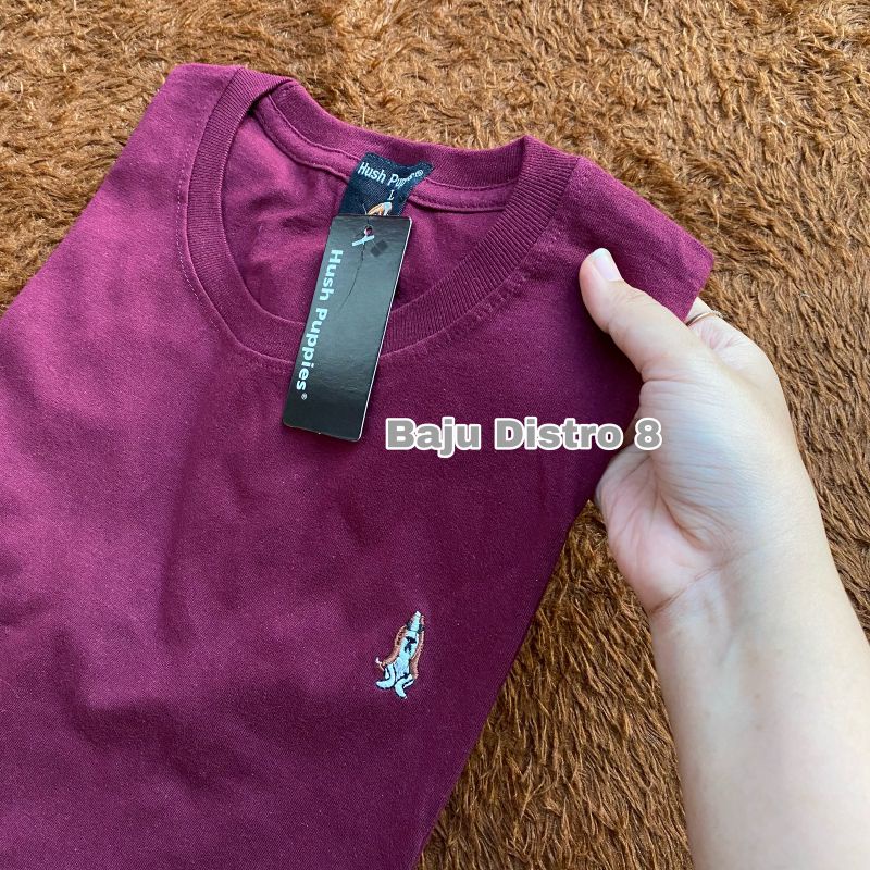 KAOS HUSH PUPPIES PRIA PENDEK/KAOS POLOS HUSH PUPPIES PRIA BASIC LOGO BORDIR/BAJU ATASAN PRIA PENDEK