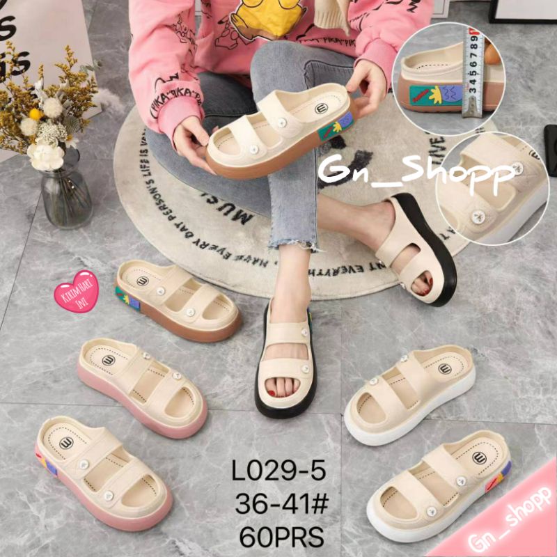 Sandal Selop Wanita Ban 2 Cyute Terbaru HITAM ALAS PUTIH  029