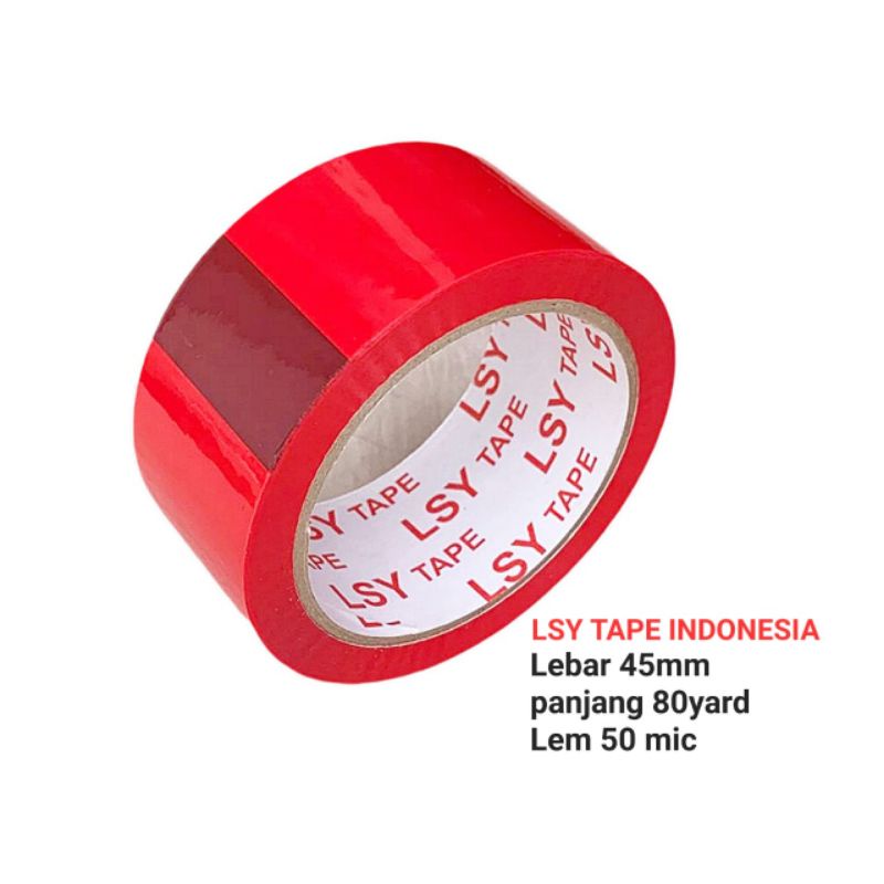 Jual lakban warna merah 45MM x 80yard full LSY TAPE INDONESIA Shopee