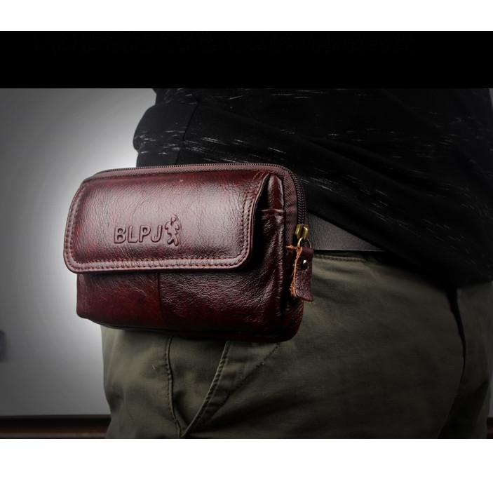 NGD.06Ja23ᵀ ▪ Sarung hp pinggang kulit asli import dompet 5 5,5 6 6,5 inch model rebah tidur (S-BJH)