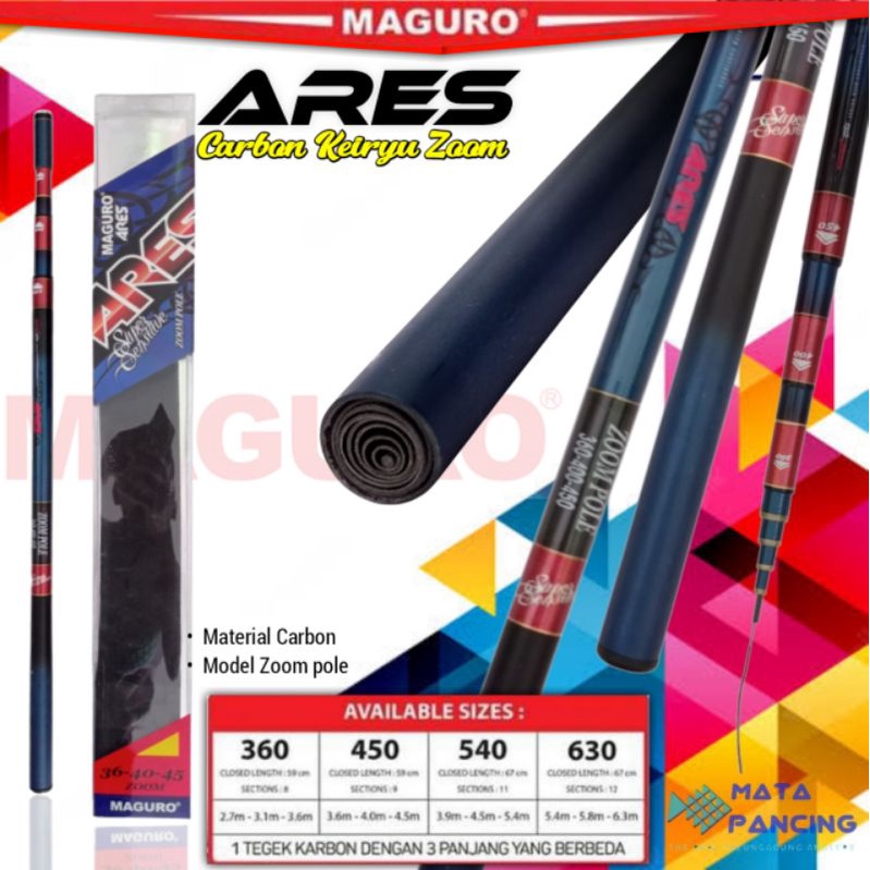 Joran pancing tegek maguro ares zoom pole Carbon kuiryu zoom