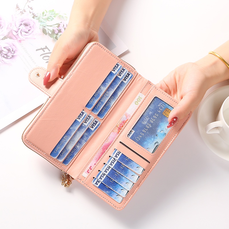 COD Dompet Panjang Wanita Zipper Resleting Dompet Panjang Kasual Wanita Dompet Kekinian Dompet Korean Style Wanita Dompet Cewek Azgalery D87