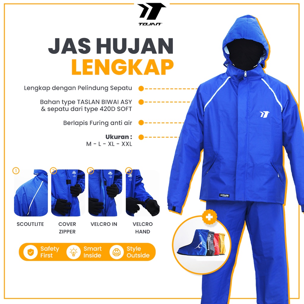 Jas Hujan Jaket Tojan Pria Wanita Setelan Mantel Ujan Baju Celana Lengkap Jas Sepatu Mantol Tebal Ra