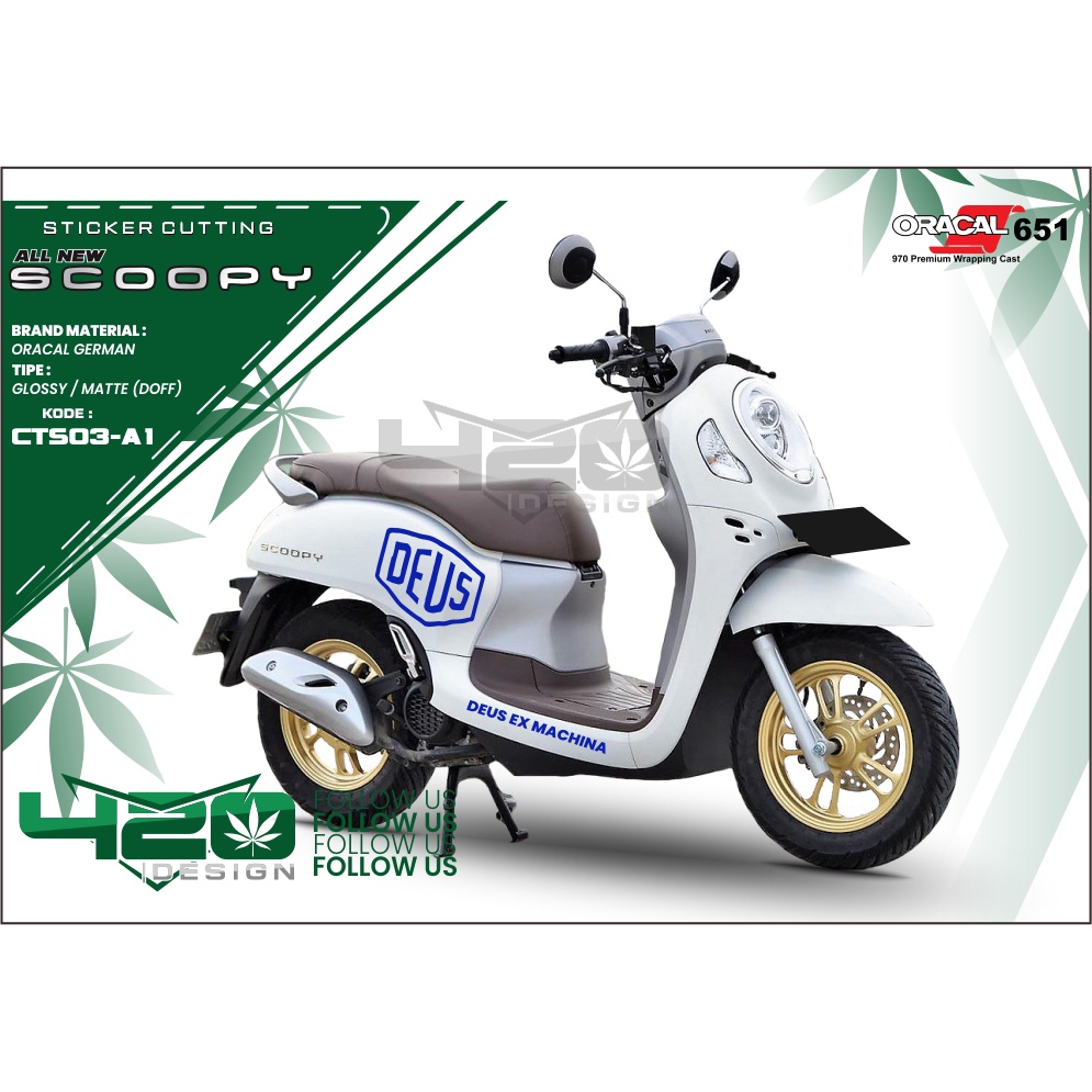 Cutting Stiker Scoopy - Striping Cutting DEUS EX - Stiker Cutting Lis Body Scoopy Putih 2020 DEUS - 