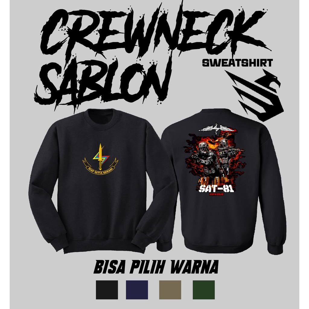 sweater crewneck soldier sablon army