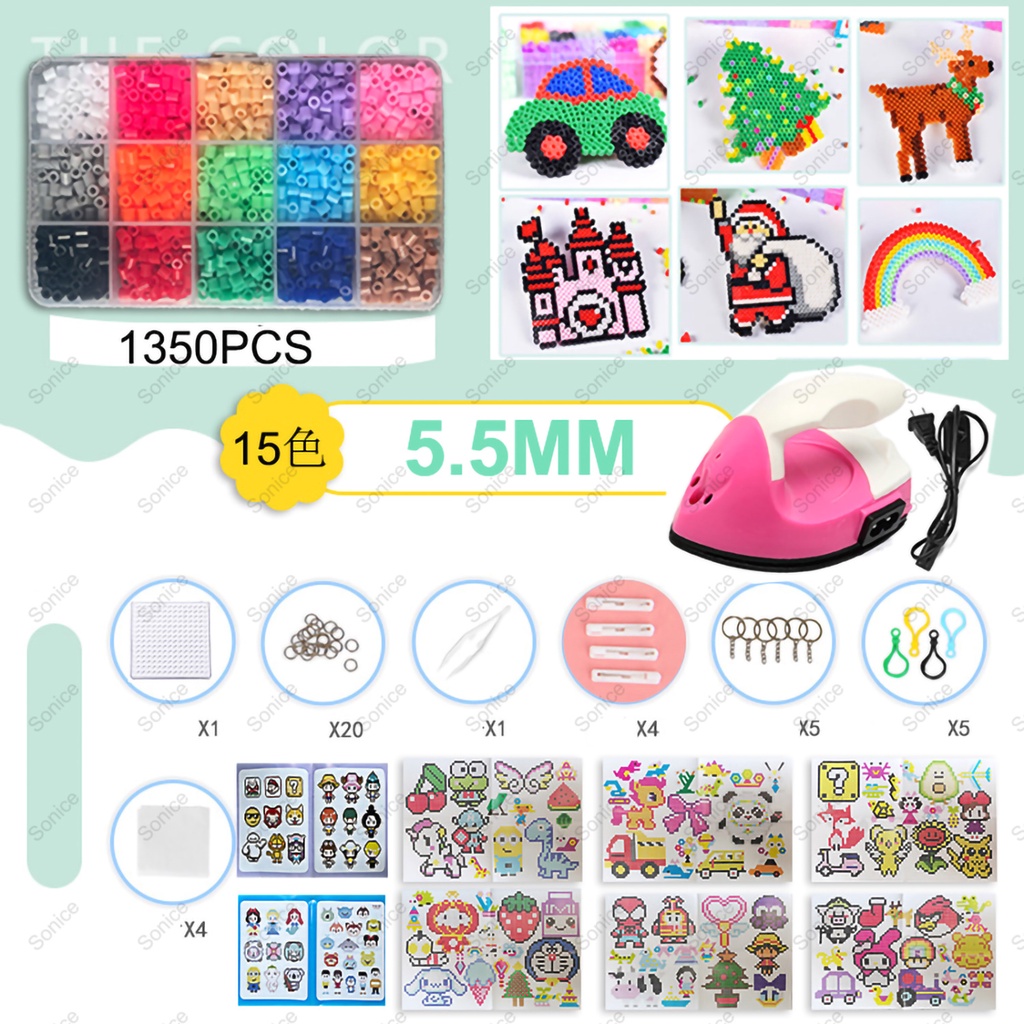 5.5 Mm DIY Perler Fuse Beads Kit Kerajinan Manik Set Pendidikan Kreatif Mainan DIY dengan Besi dan Aksesoris Hadiah