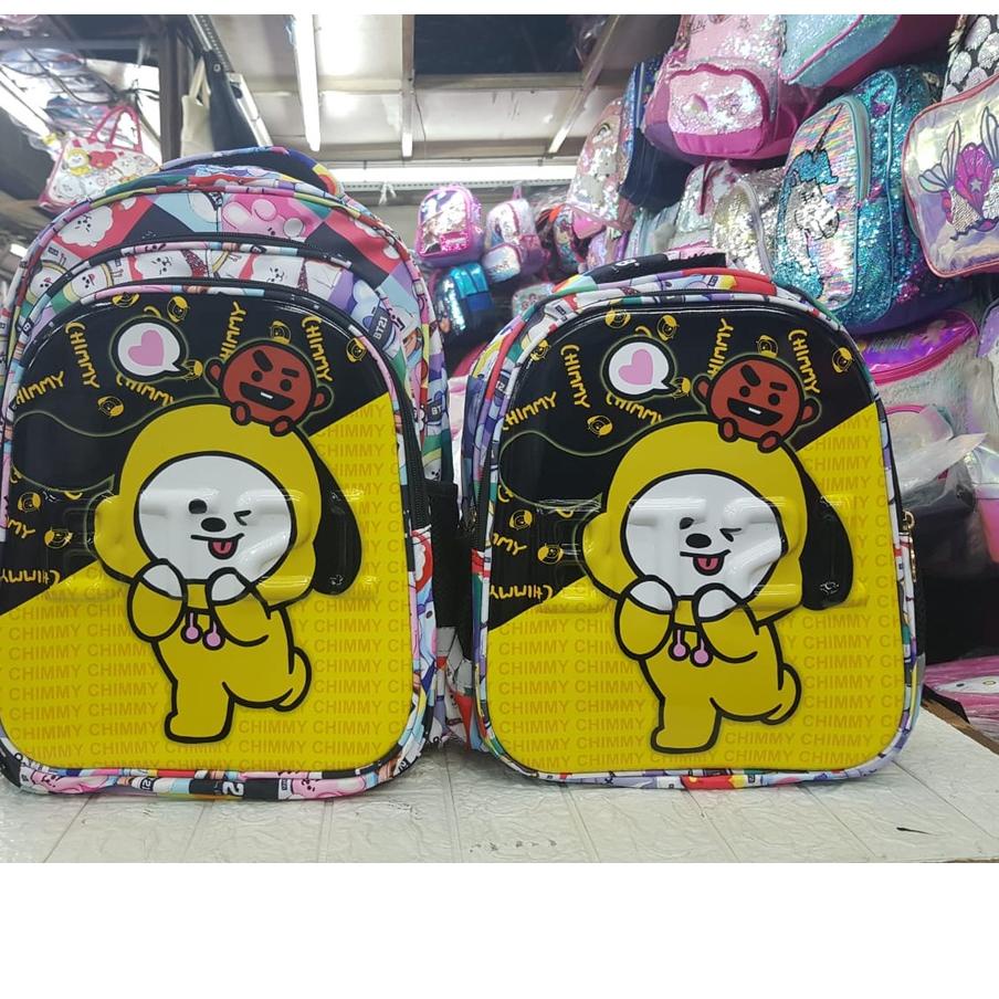 Depan1 Tas Sekolah Anak TK dan SD Motif FullPrint Gambar BTS BT21 Tas Ransel Import Anak Perempuan U