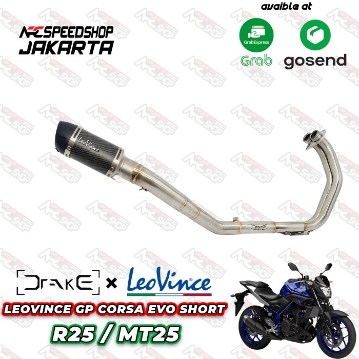 Header R9 Drake Yamaha Mt25 + Silencer Leovince Series #Original