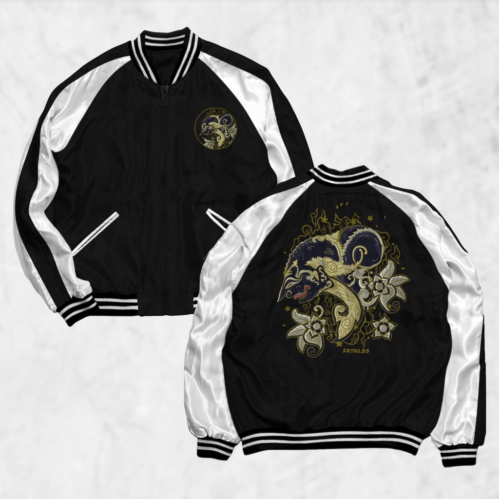 Fortglass Jaket Sukajan Motif WAYANG Sablon Jaket Pria Wanita Distro Unisex Japan Premium Original