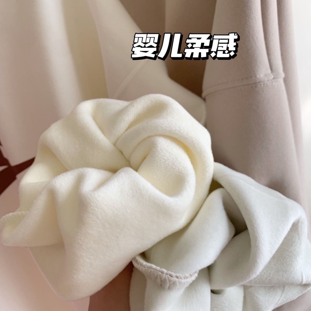 ◇❉INS super hot jaring merah gaya yang sama tipis sweater leher bulat perempuan surat liar beludru sweater longgar hangat musim gugur dan musim dingin