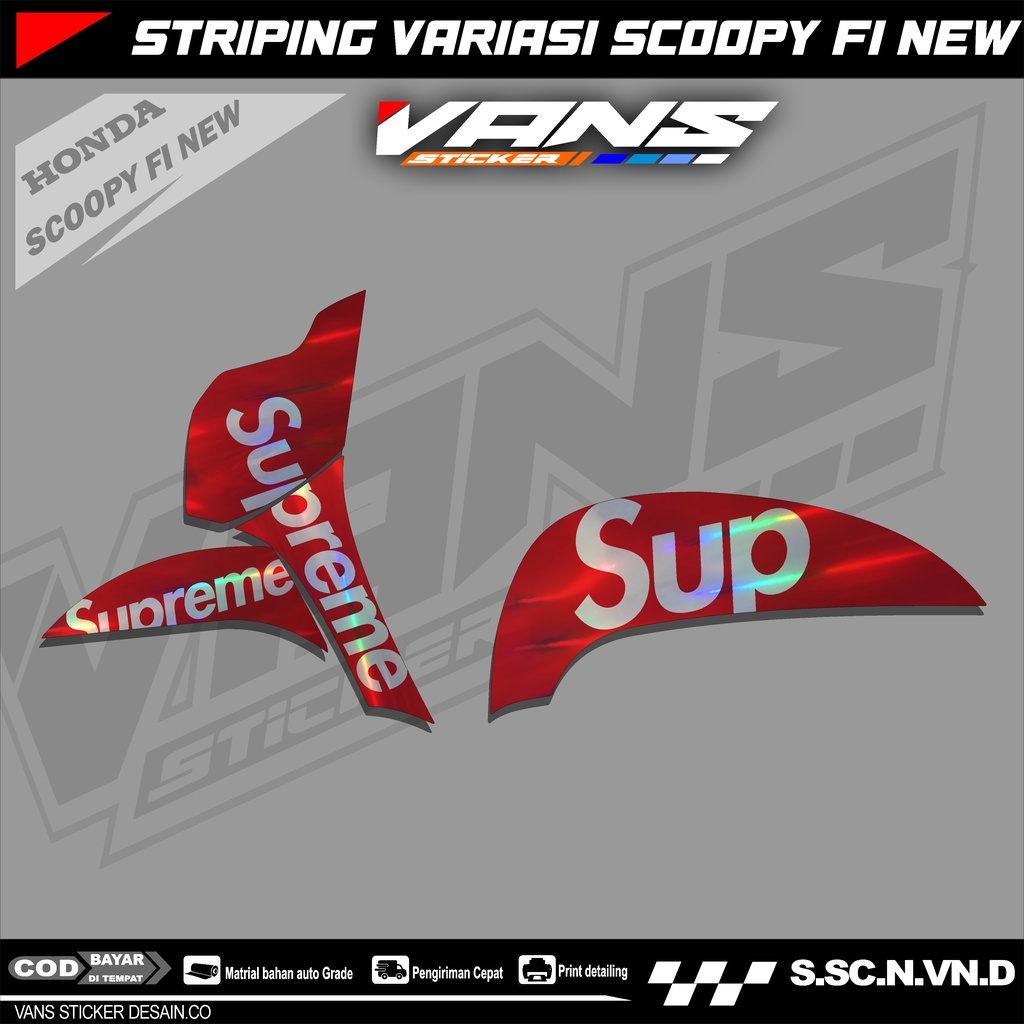 Striping scoopy fi new ,2017 2018 2019 2019 - sticker lis variasi motor scoopy fi motif supreme