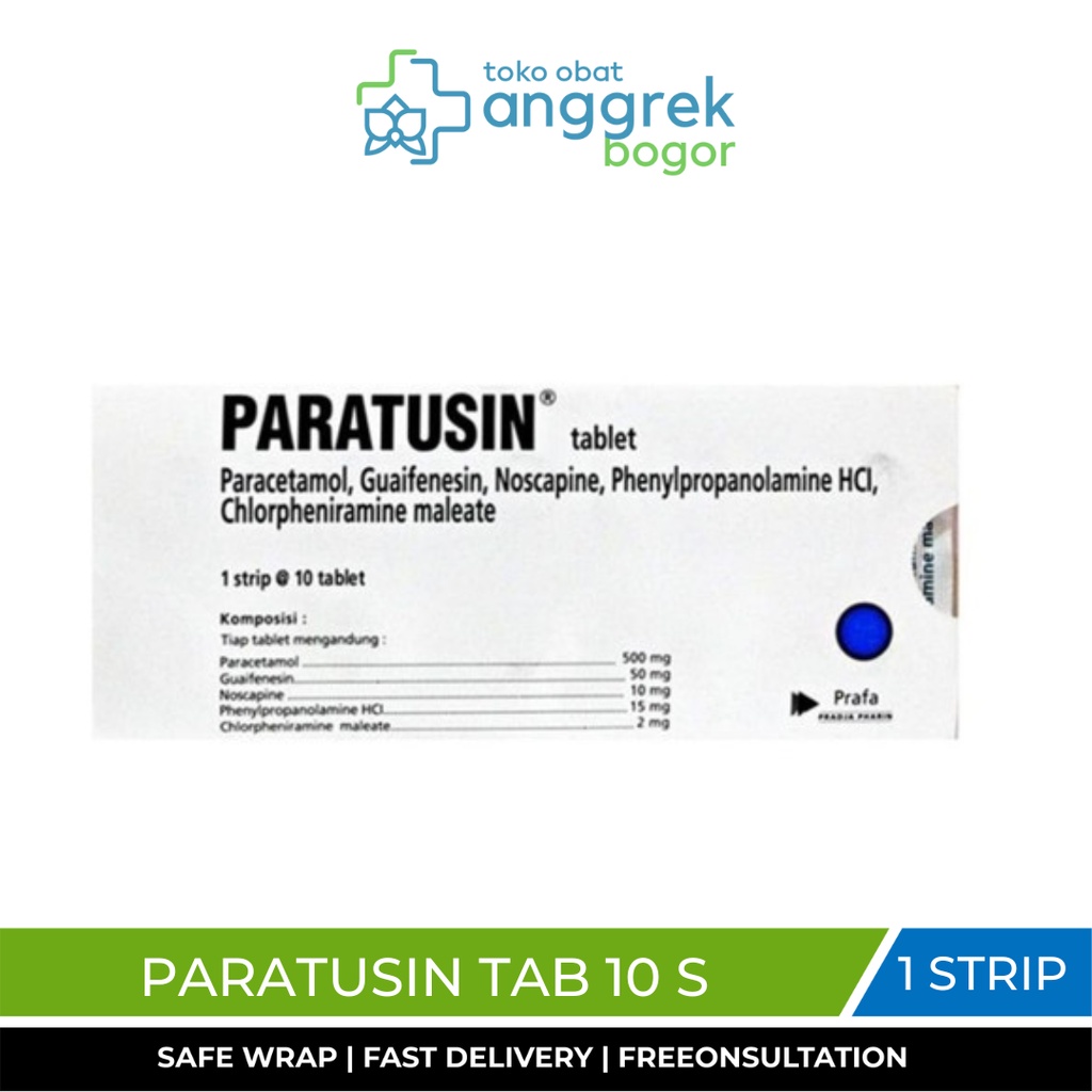 PARATUSIN TABLET/10 TABLET/OBAT BATUK BERDAHAK/BATUK KERING DISERTAI DENGAN PILEK DAN DEMAM