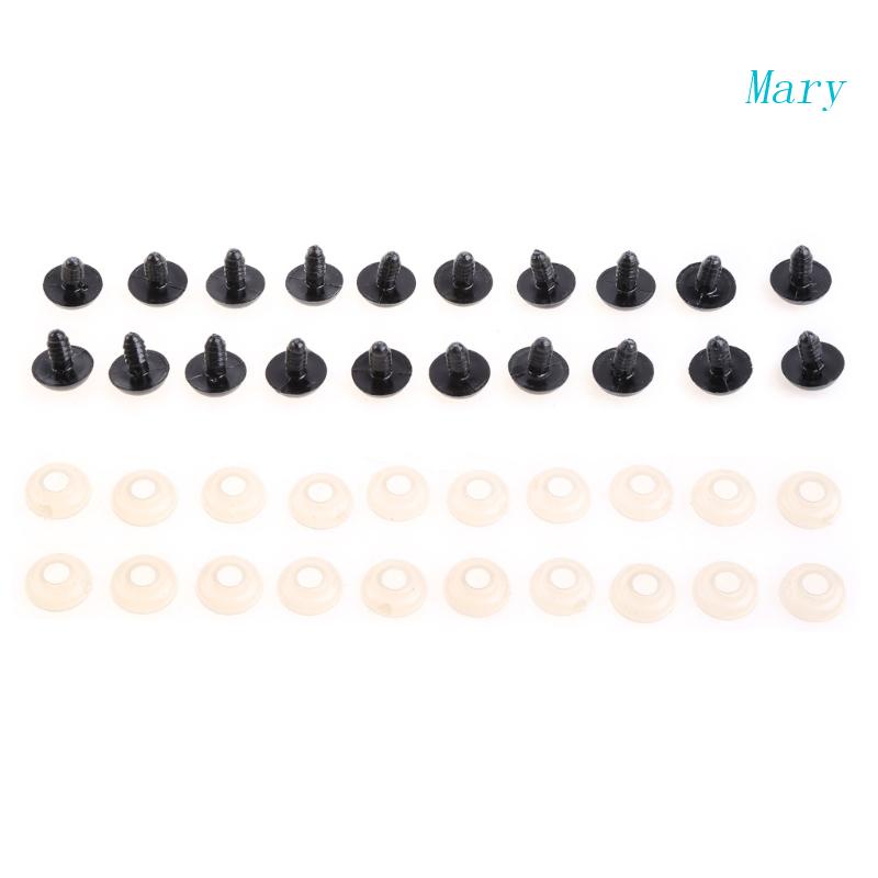 Mary 20pcs Mata Pengaman Plastik Hitam 6-20mm Untuk Teddy Bear/Boneka/Mainan Hewan/Felting