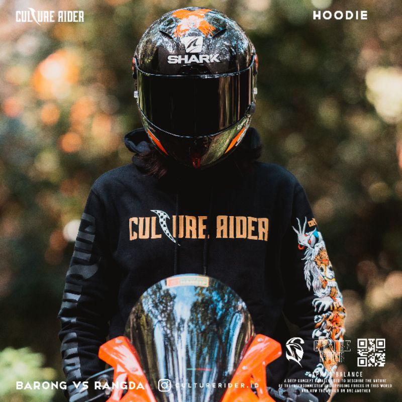 HOODIE MOTOR CULTURE RIDER BARONG VS RANGDA SERIES - HITAM