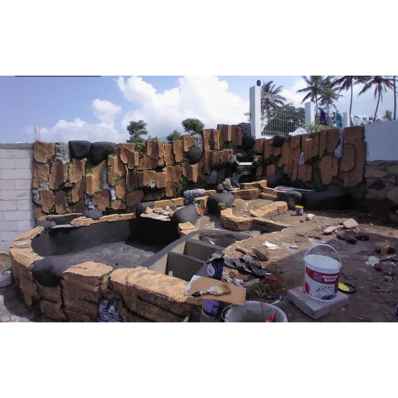 jasa pembuatan kolam relief air terjun terbaik jabodetabek - gratis biaya survei - taman kolam air t